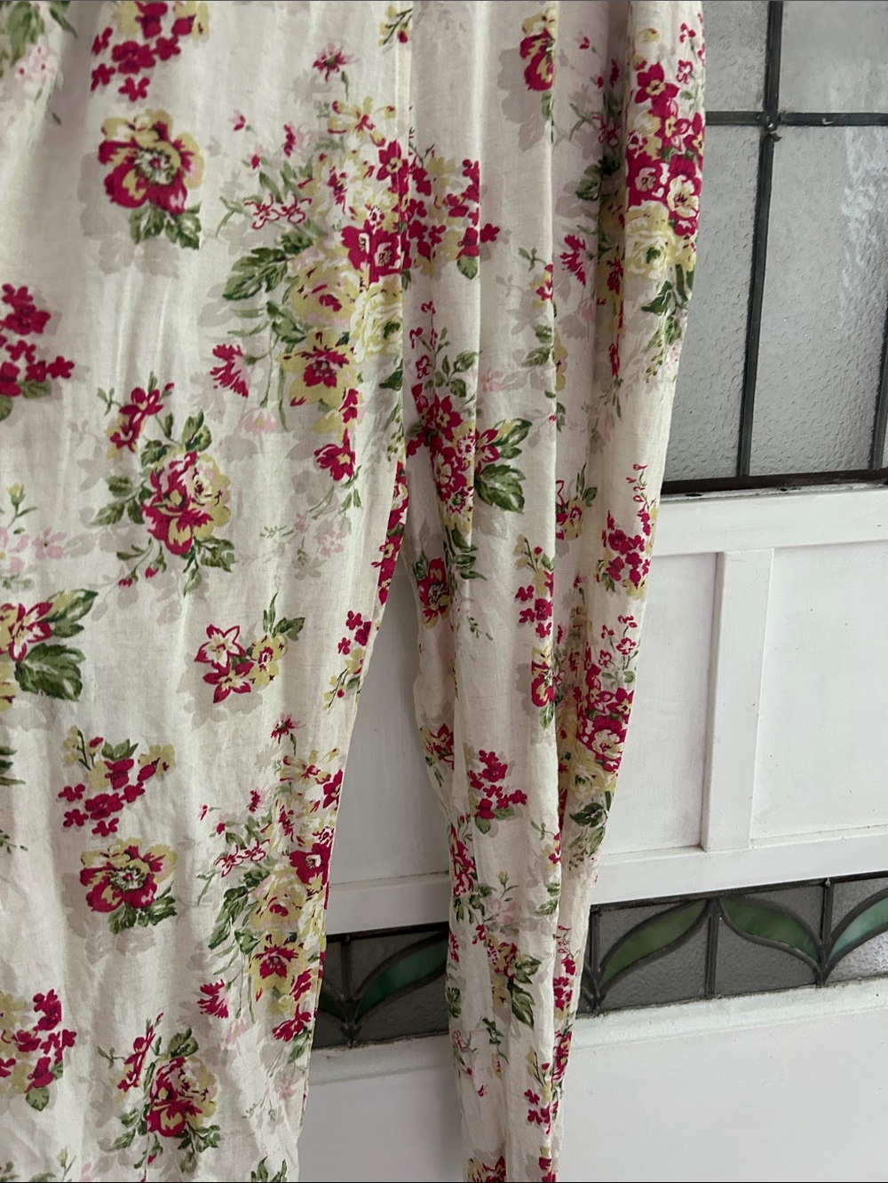 Mable Cream Floral Tie-Shoulder Jumpsuit with Pink and Green Print - Picture 4 of 9